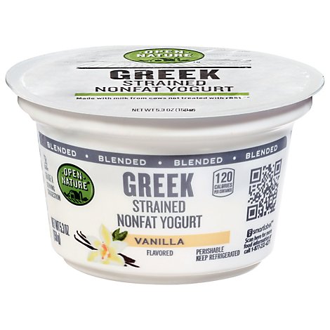 Open Nature Yogurt Greek Nonfat Strained Vanilla - 5.3 Oz