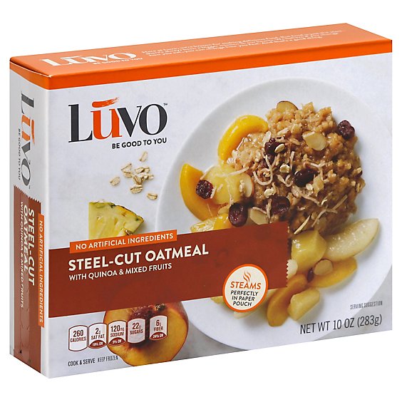 Luvo Frozen Meals Oat Meal Steel Cut With Quinoa & Mixed Fruits - 10 Oz