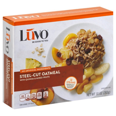 Luvo Frozen Meals Oat Meal Steel Cut With Quinoa & Mixed Fruits 10 Oz