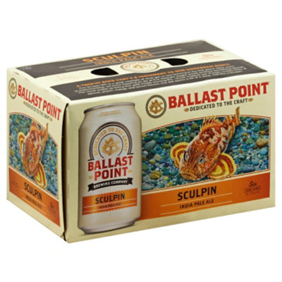 Ballast Point Beer Sculpin IPA India Pale Ale Cans 7.0% ABV - 6-12 Fl. Oz.