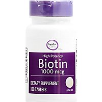 Signature Care Biotin 1000mcg High Potency Dietary Supplement Tablet - 100 Count - Image 2