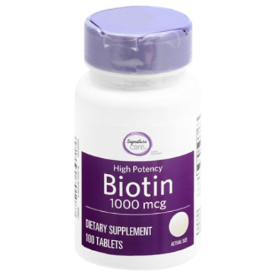 Signature Select/Care Biotin 1000mcg High Potency Dietary Supplement Tablet - 100 Count