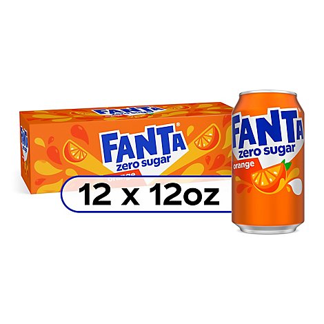 Fanta Zero Soda Pop Orange Flavored In Can - 12-12 Fl. Oz.