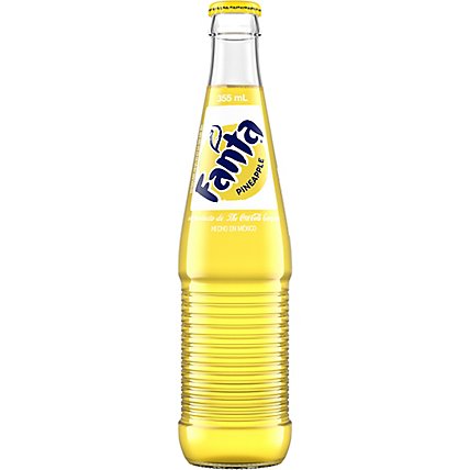 Fanta Soda Pop Mexico Pineapple Fruit Flavored Glass Bottle - 355 Ml - Image 4