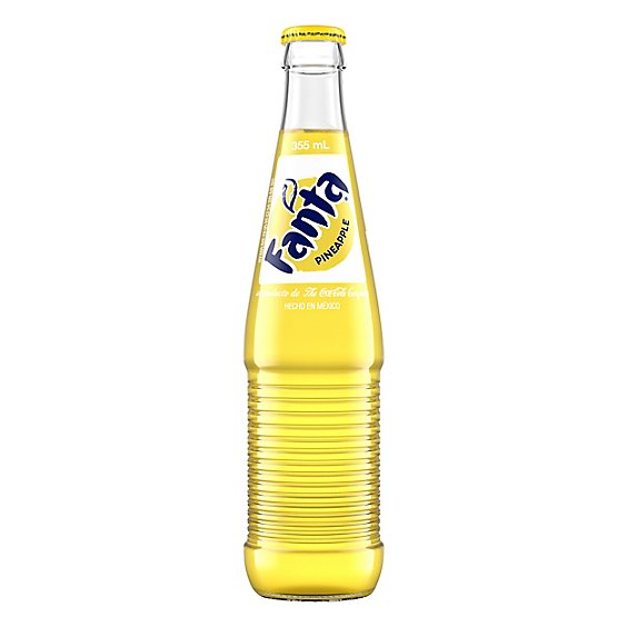Fanta Soda Pop Mexico Pineapple Fruit Flavored Glass Bottle - 355 Ml