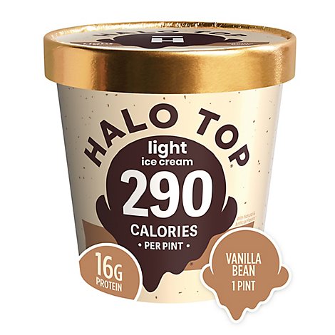 Halo Top Vanilla Bean Light Ice Cream Pint - 16 Oz