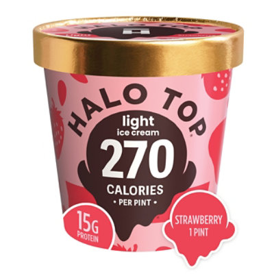 Halo Top Strawberry Light Ice Summer Frozen Dessert 16 Oz. -