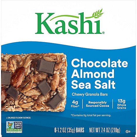 Kashi Chewy Granola Bars Fiber Bars Chocolate Almond Sea Salt with Chia 6 Count - 7.4 Oz