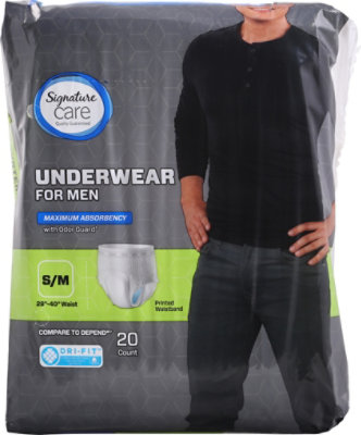 Signature Select/Care Incontinence Protective Underwear For Men Small/Medium - 20 Count - Image 1