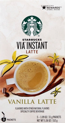 Starbucks VIA Instant Coffee Latte Vanilla Packets - 5-1.09 Oz - Image 2