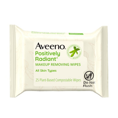 Aveeno Active Naturals Positively Radiant Makeup Removing Wipes - 25 Count - Image 1