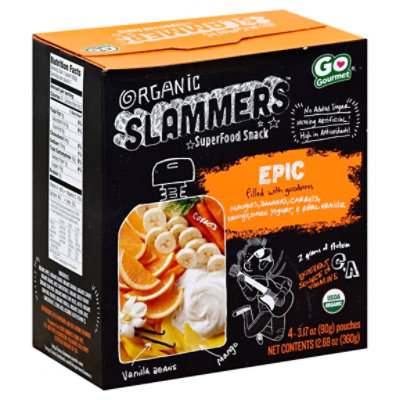 Go Gourmet Slammers Organic Superfood Snack Epic Pouches - 4-3.17 Oz