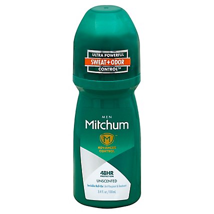 Mitchum Anti-Perspirant & Deodorant For Men Invisible Roll-On Unscented - 3.4 Fl. Oz. - Image 1
