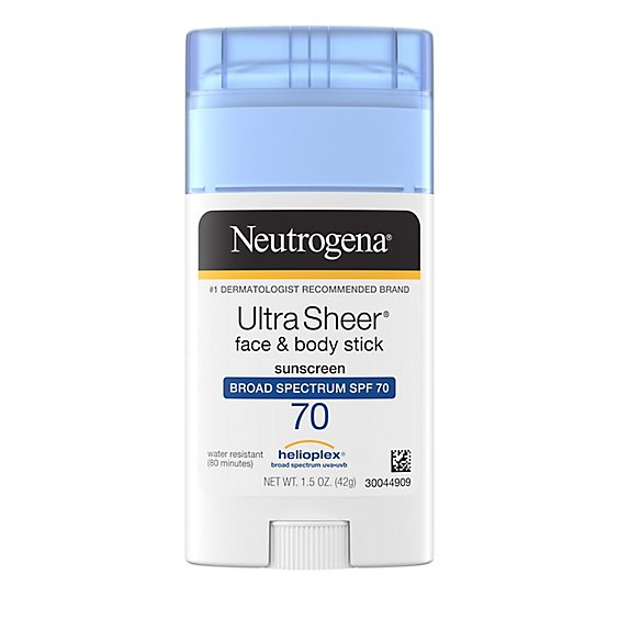 Neutrogena Ultra Sheer Sunscreen Face & Body Stick Spf 70 - 1.5 Oz