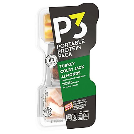 P3 Portable Protein Pack Turkey Almonds Colby Jack Cheese for Low Carb Lifestyle Tray - 2 Oz - Image 4