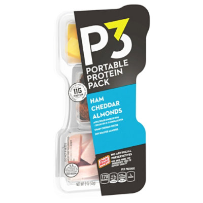 P3 Portable Protein Snack Pack with Ham Almonds & Cheddar Cheese Tray - 2 Oz - Image 9