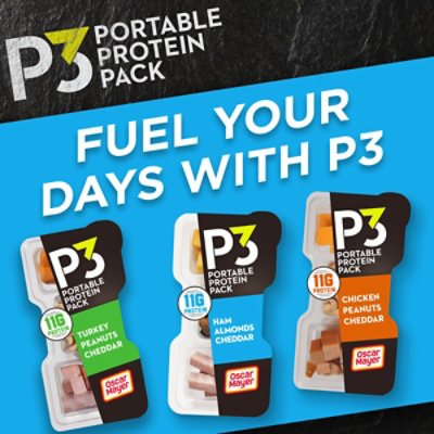 P3 Portable Protein Snack Pack with Ham Almonds & Cheddar Cheese Tray - 2 Oz - Image 7