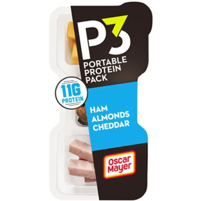 P3 Portable Protein Pack Smoked Ham Sharp Cheddar Cheese & Dry Roasted Almonds - 2 Oz