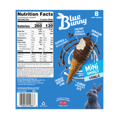 Blue Bunny Mini Swirls Vanilla Cones- Frozen Dessert for Summer- 8 Count - Image 3