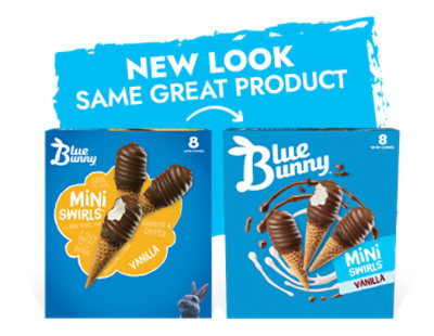 Blue Bunny Mini Swirls Vanilla Cones Frozen Dessert - 8 Count - Image 5