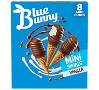 Blue Bunny Mini Swirls Vanilla Cones Frozen Dessert For Summer - 8 Count