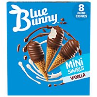 Blue Bunny Mini Swirls Vanilla Cones Frozen Dessert for Winter - 8 Count - Image 1