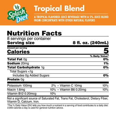 V8 Splash Diet Tropical Blend Flavored Juice Beverage - 64 Fl Oz - Image 4