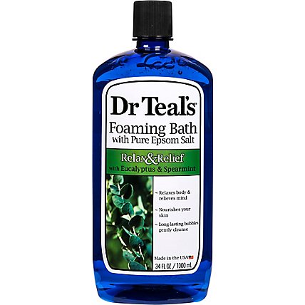 Dr Teals Foaming Bath Epsom Salt Pure Relax & Relief With Eucalyptus & Spearmint - 34 Fl. Oz. - Image 2