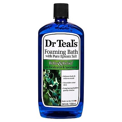 Dr Teals Foaming Bath Epsom Salt Pure Relax & Relief With Eucalyptus & Spearmint - 34 Fl. Oz. - Image 1