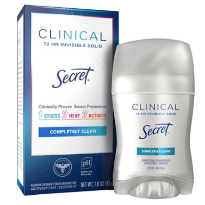 Secret Clinical Strength Antiperspirant Deodorant Invisible Solid Completely Clean - 1.6 Oz