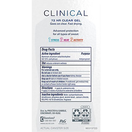 Secret Clinical Strength Antiperspirant & Deodorant Clear Gel Completely Clean - 1.6 Oz - Image 5