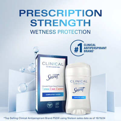 Secret Clinical Strength Antiperspirant & Deodorant Clear Gel Completely Clean - 1.6 Oz - Image 2