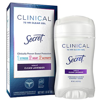 Secret Clinical Strength Clear Gel Antiperspirant and Deodorant Clean Lavender - 1.6 Oz - Image 2