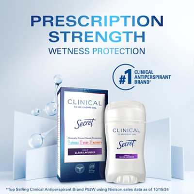 Secret Clinical Strength Clear Gel Antiperspirant and Deodorant Clean Lavender - 1.6 Oz - Image 2