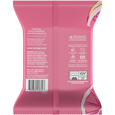 Burt's Bees Clarifying Facial Towelettes with Pink Grapefruit - 30 Count - Image 2