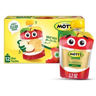 Motts Applesauce Apple Clear Pouches - 12-3.2 Oz - Image 1