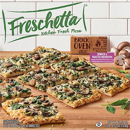 Freschetta Pizza Brick Oven Crust Roasted Mushroom & Spinach Frozen - 22.52 Oz - Image 2