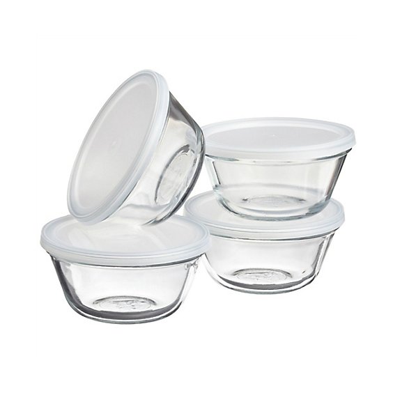 Anchor Hocking Custard Cups With Plastic Lids 4-6 Ounce - Each