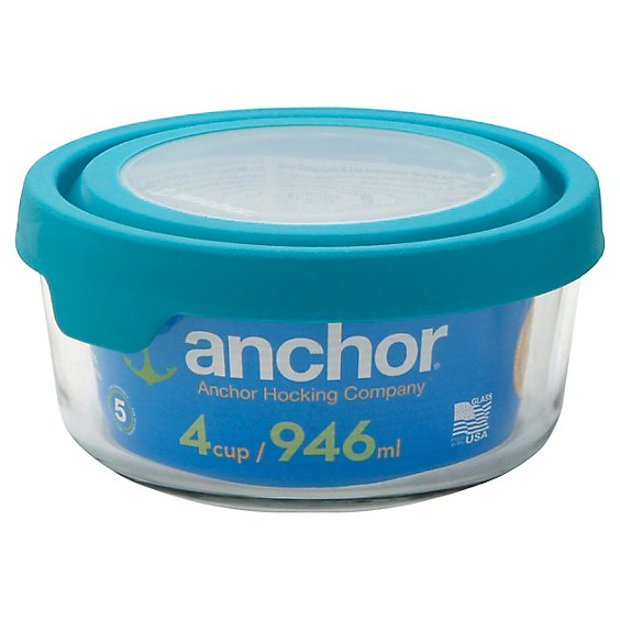 Anchor 4 Cup Round Trueseal Food Storage Glass - Each