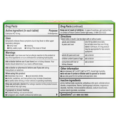 ZYRTEC Allergy Antihistamine Dissolve Tabs Original Prescription Strength 10 mg Citrus - 24 Count - Image 5