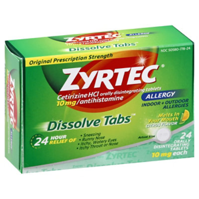 Allergy Antihistamine Dissolve Tabs Original Prescription Strength mg Citrus - 24 Count -