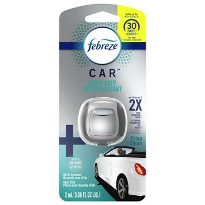 Febreze Odor-Eliminating Car Heavy Duty Air Freshener Vent Clip Crisp Clean - Each