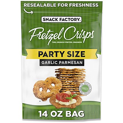 Snack Factory Pretzel Crisps Pretzel Crackers Thin Crunchy Deli Style Garlic Parmesan - 14 Oz - Image 2