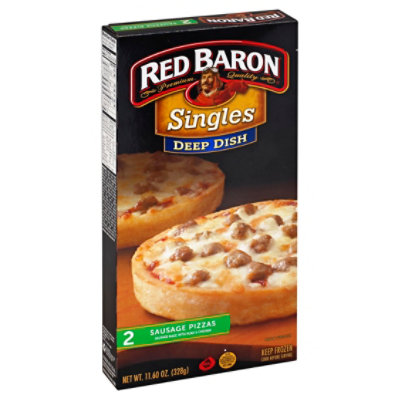 Red Baron Pizza Sausage Deep Dish Singles Frozen - 11.6 Oz