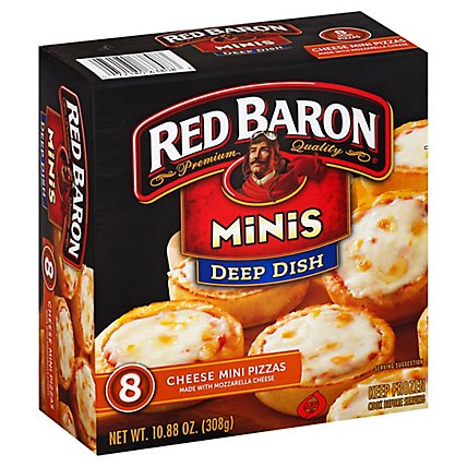 Red Baron Pizza Deep Dish Minis Cheese 8 Count - 10.88 Oz - Image 1