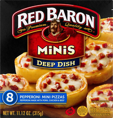 Red Baron Pizza Deep Dish Minis Pepperoni 8 Count - 11.12 Oz