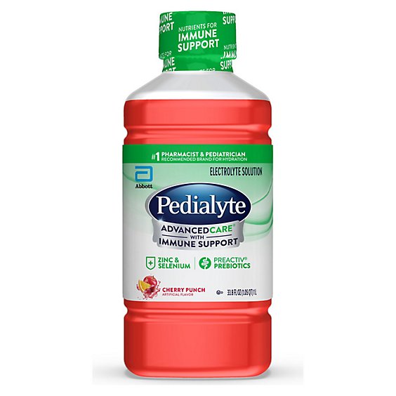 Pedialyte AdvancedCare Electrolyte Solution Ready To Drink Cherry Punch - 33.8 Fl. Oz.