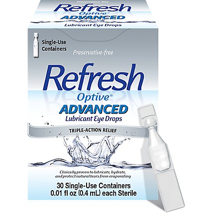 Refresh Optive Advanced Non Preserved Tears Lubricant Eye Drops - 30-0.01 Fl. Oz. - Image 1
