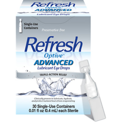 Refresh Optive Advanced Triple Action Relief Single Use Lubricant Eye Drops - 0.01 Fl. Oz.