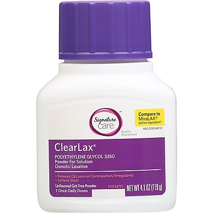 Signature Care ClearLax Powder For Solution Polyethylene Glycol 3350 Osmotic Laxative - 4.1 Oz - Image 2